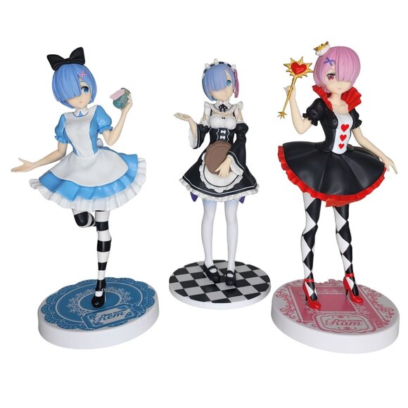 Rem Re:Zero from japan Alice In Wonderland Inspired Collectible Figures Set Of 3 - Picture 12 of 13